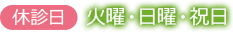 休診日：火曜日・日曜日・祝日